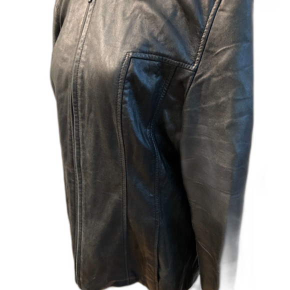 Vintage New York by Winlit women's black leather jacket. Size L. - Picture 3 of 10